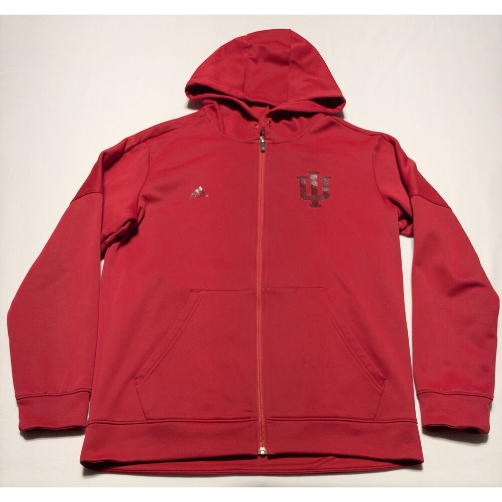 Indiana Hoosiers Adidas Full Zip Hooded Jacket Red Mens Size Large NCAA IU